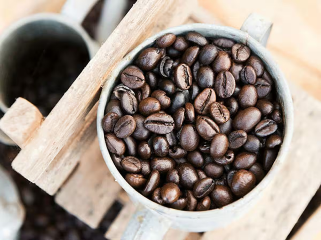 A cup of coffee beans